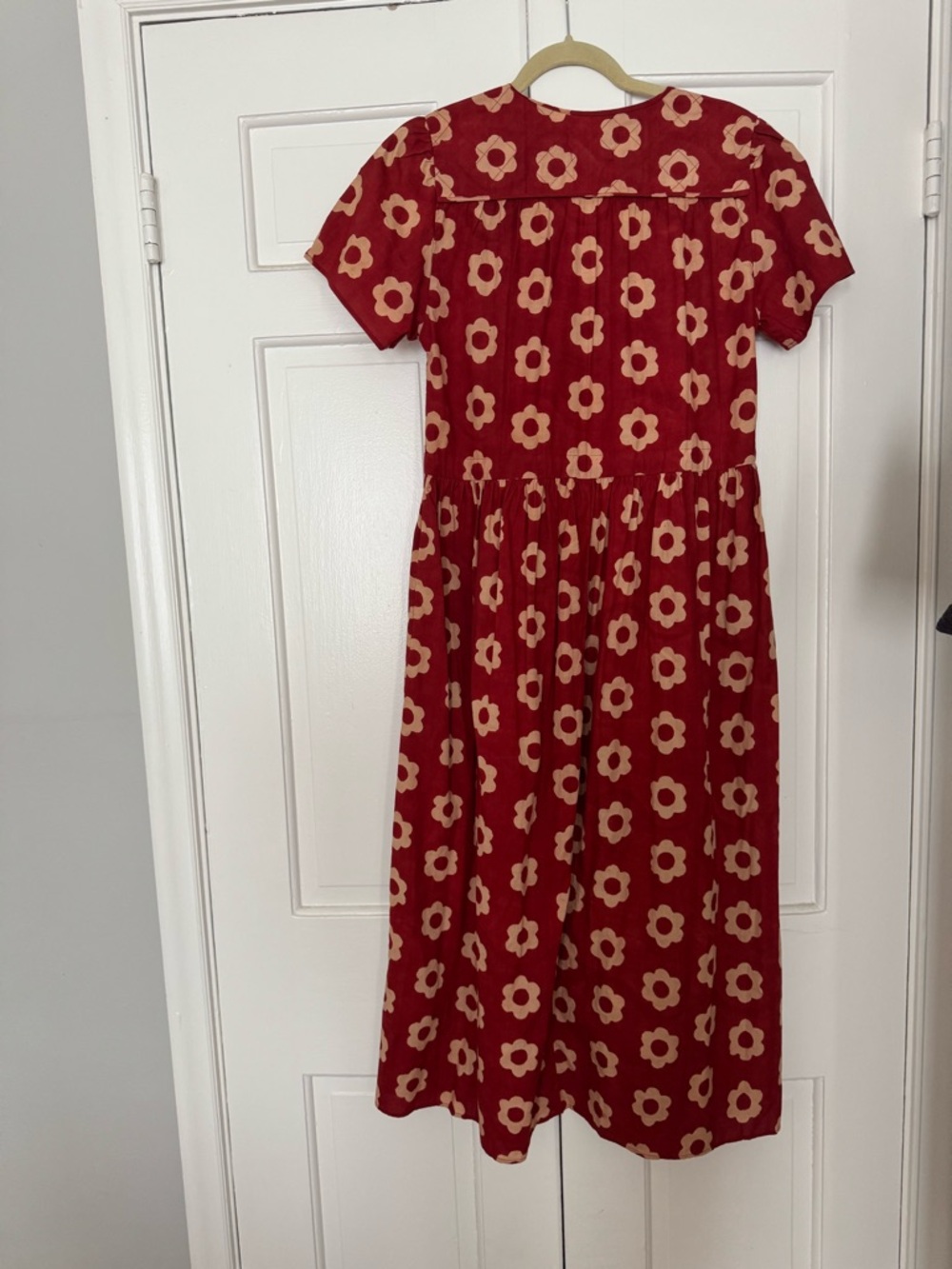 Christy Dawn Crimson Daisy Print Floral Wrap Dress - Picture 8 of 9